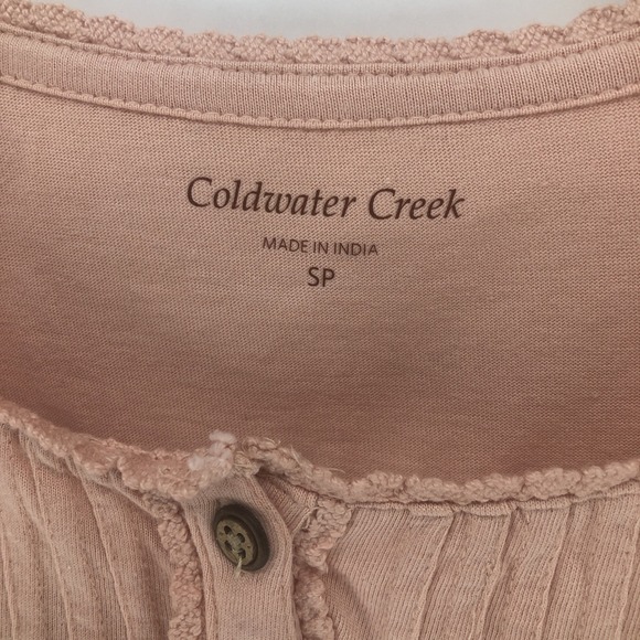 Coldwater Creek  Long Sleeve Pleated Ruffled Baby Doll Shirt w/Buttons SMALL - Picture 4 of 8